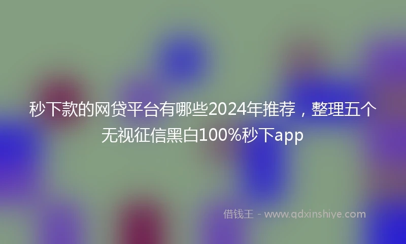 秒下款的网贷平台有哪些2024年推荐，整理五个无视征信黑白100%秒下app