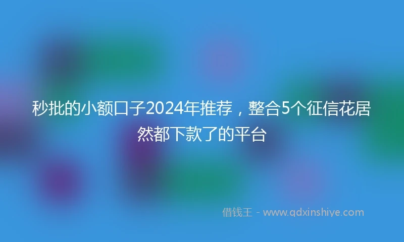 秒批的小额口子2024年推荐，整合5个征信花居然都下款了的平台