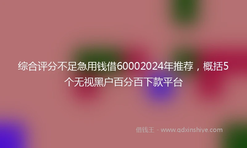 综合评分不足急用钱借60002024年推荐，概括5个无视黑户百分百下款平台
