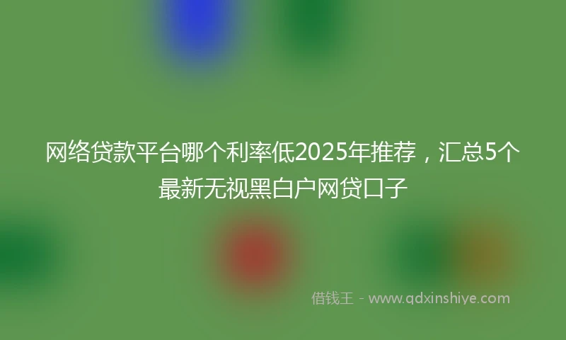 网络贷款平台哪个利率低2025年推荐,汇总5个最新无视黑白户网贷口子