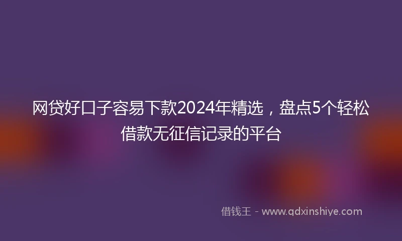 网贷好口子容易下款2024年精选，盘点5个轻松借款无征信记录的平台