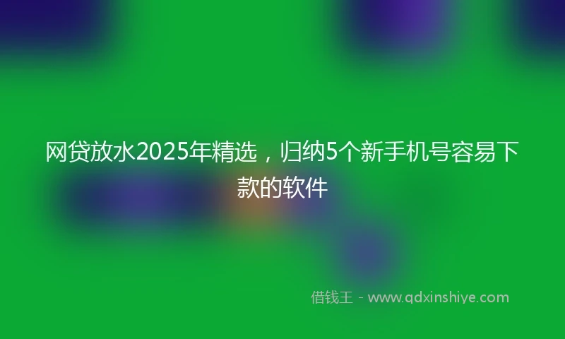 网贷放水2025年精选，归纳5个新手机号容易下款的软件