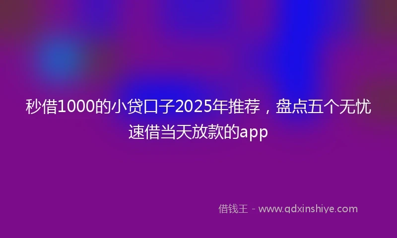 秒借1000的小贷口子2025年推荐，盘点五个无忧速借当天放款的app