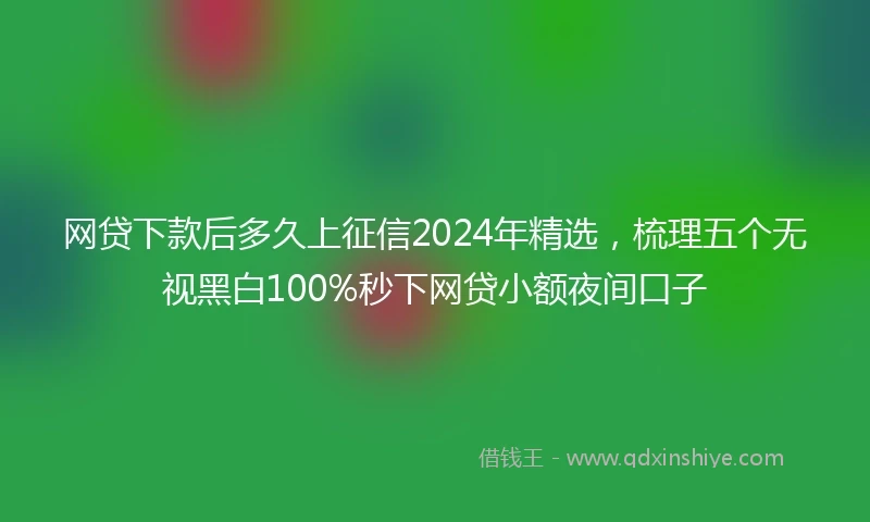 网贷下款后多久上征信2024年精选，梳理五个无视黑白100%秒下网贷小额夜间口子