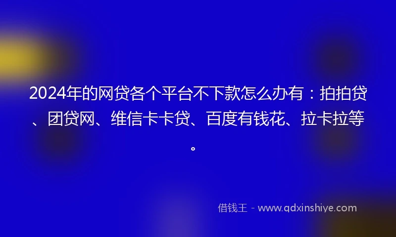 2024年的网贷各个平台不下款怎么办有：拍拍贷、团贷网、维信卡卡贷、百度有钱花、拉卡拉等。