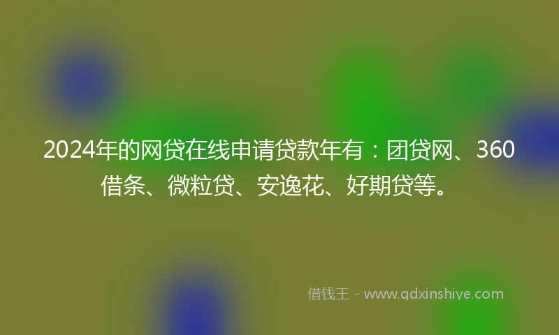2024年的网贷在线申请贷款年有：团贷网、360借条、微粒贷、安逸花、好期贷等。