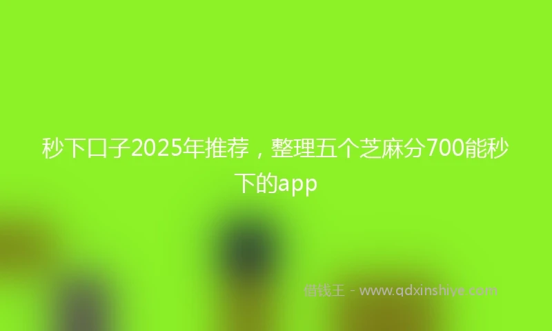 秒下口子2025年推荐，整理五个芝麻分700能秒下的app