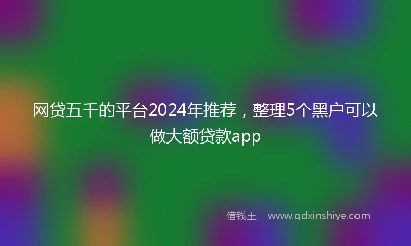 网贷五千的平台2024年推荐，整理5个黑户可以做大额贷款app