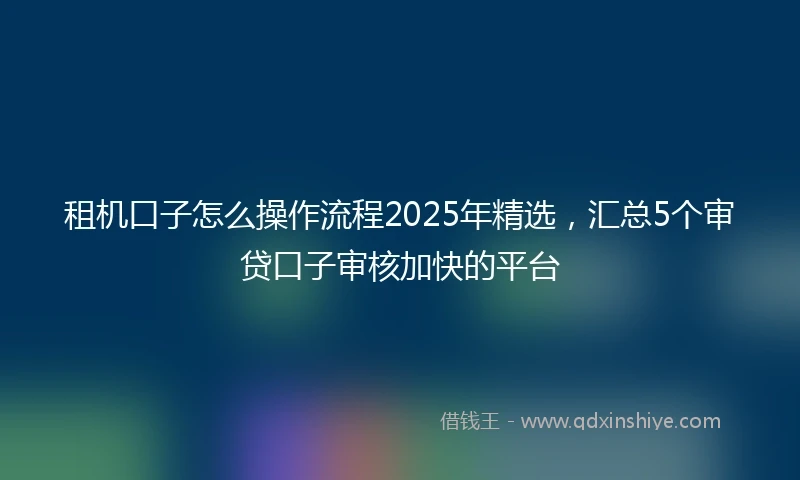 租机口子怎么操作流程2025年精选，汇总5个审贷口子审核加快的平台