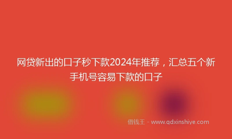 网贷新出的口子秒下款2024年推荐，汇总五个新手机号容易下款的口子