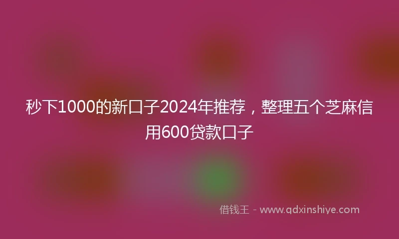 秒下1000的新口子2024年推荐，整理五个芝麻信用600贷款口子