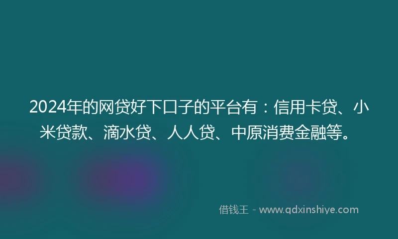 2024年的网贷好下口子的平台有：信用卡贷、小米贷款、滴水贷、人人贷、中原消费金融等。
