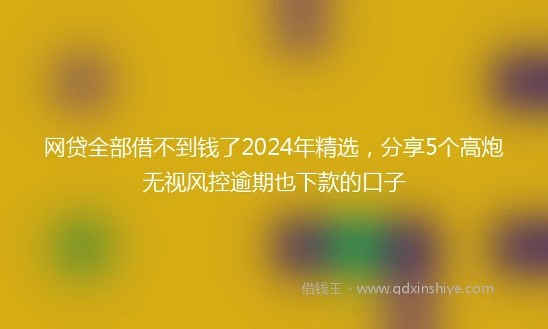 网贷全部借不到钱了2024年精选，分享5个高炮无视风控逾期也下款的口子