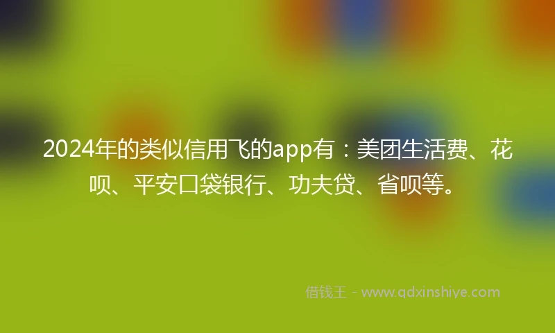 2024年的类似信用飞的app有：美团生活费、花呗、平安口袋银行、功夫贷、省呗等。