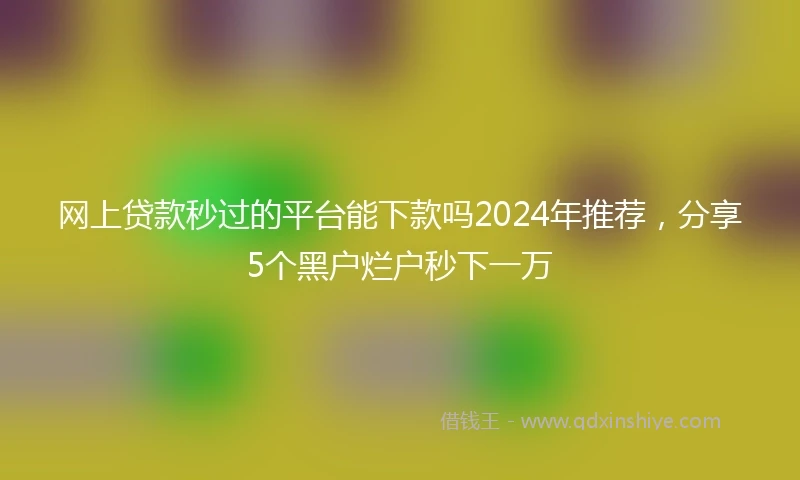 网上贷款秒过的平台能下款吗2024年推荐，分享5个黑户烂户秒下一万