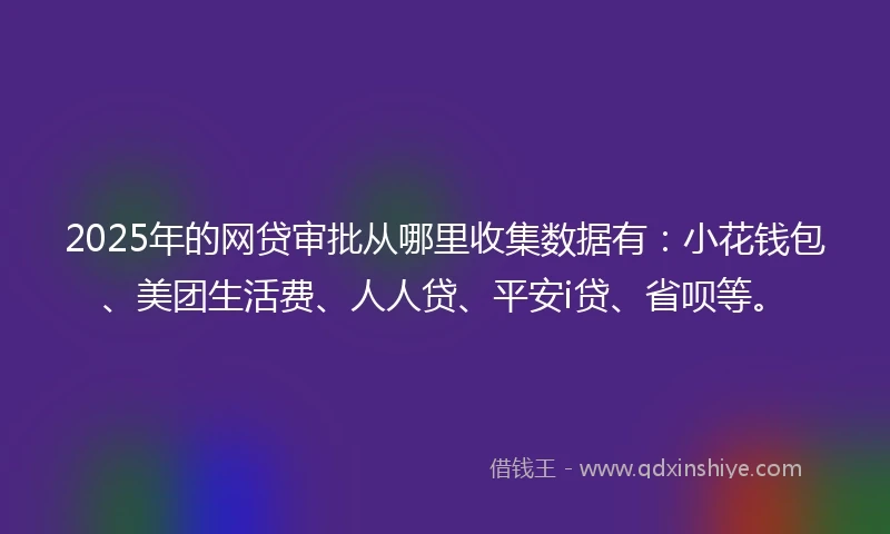 2025年的网贷审批从哪里收集数据有：小花钱包、美团生活费、人人贷、平安i贷、省呗等。