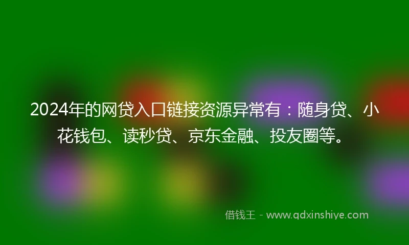 2024年的网贷入口链接资源异常有：随身贷、小花钱包、读秒贷、京东金融、投友圈等。