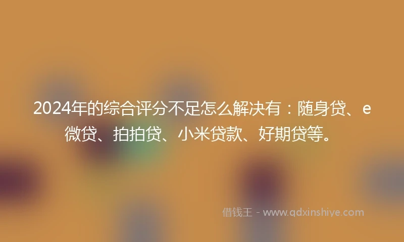 2024年的综合评分不足怎么解决有：随身贷、e微贷、拍拍贷、小米贷款、好期贷等。