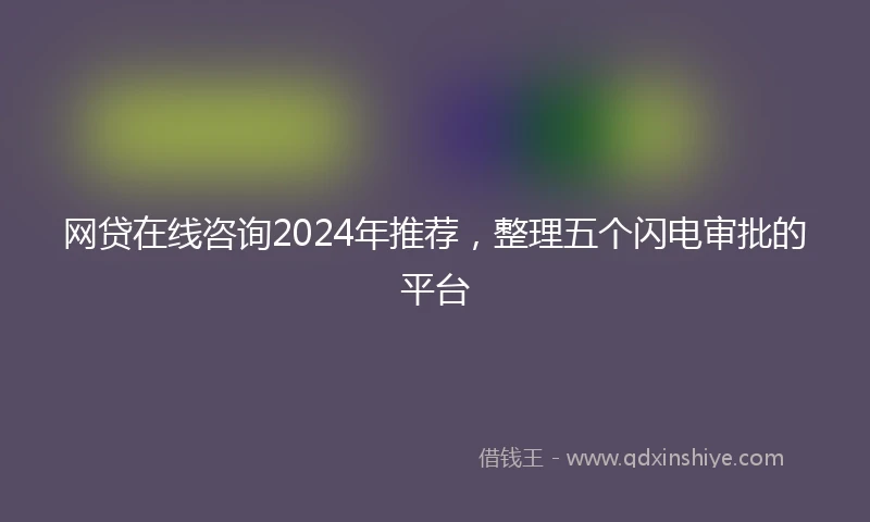 网贷在线咨询2024年推荐，整理五个闪电审批的平台