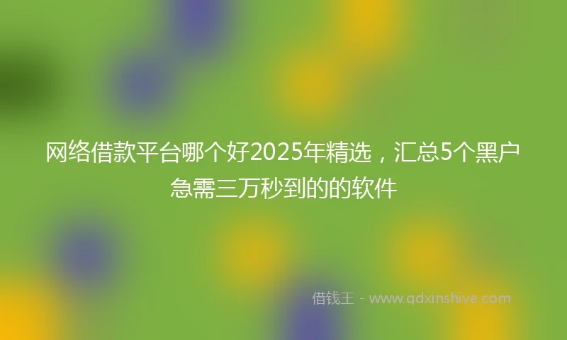 网络借款平台哪个好2025年精选，汇总5个黑户急需三万秒到的的软件