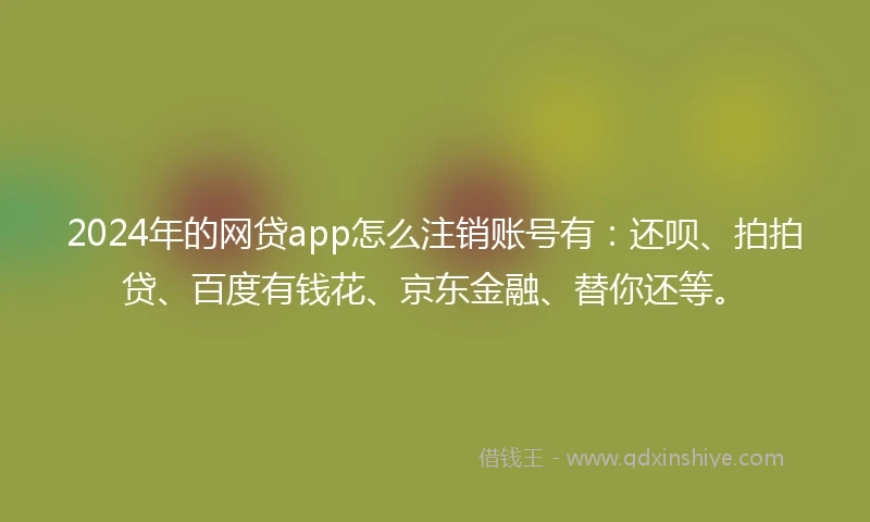 2024年的网贷app怎么注销账号有：还呗、拍拍贷、百度有钱花、京东金融、替你还等。