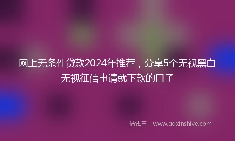 网上无条件贷款2024年推荐，分享5个无视黑白无视征信申请就下款的口子