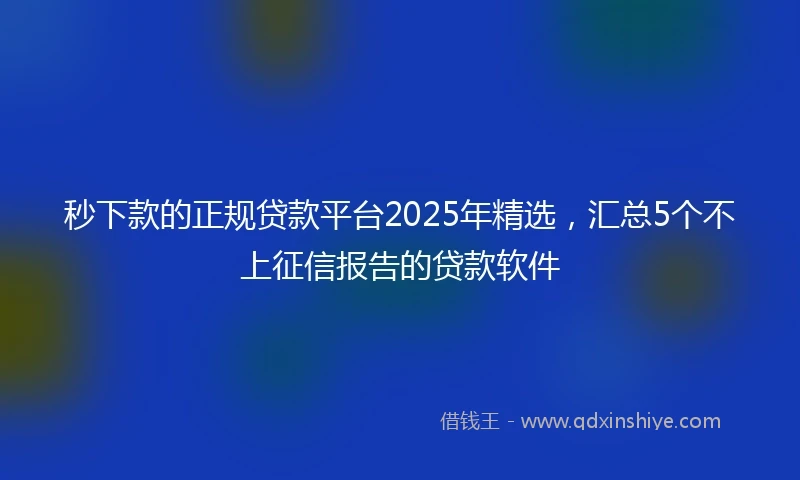 秒下款的正规贷款平台2025年精选，汇总5个不上征信报告的贷款软件