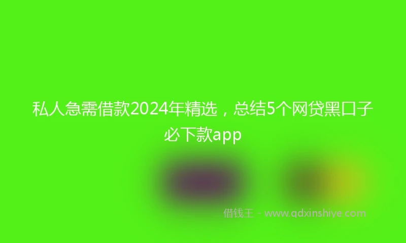 私人急需借款2024年精选，总结5个网贷黑口子必下款app
