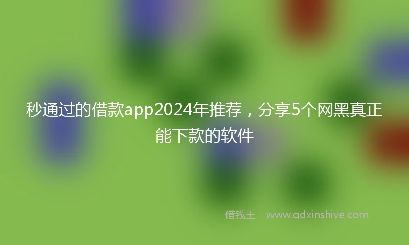 秒通过的借款app2024年推荐，分享5个网黑真正能下款的软件