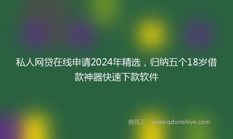 私人网贷在线申请2024年精选，归纳五个18岁借款神器快速下款软件