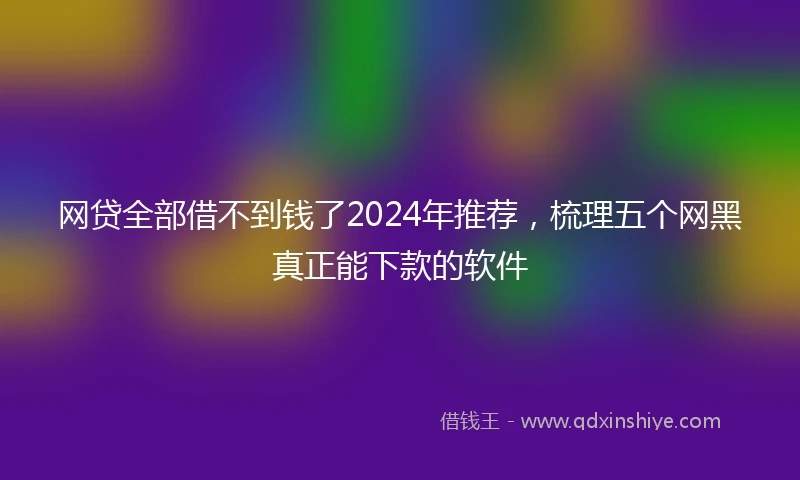 网贷全部借不到钱了2024年推荐，梳理五个网黑真正能下款的软件