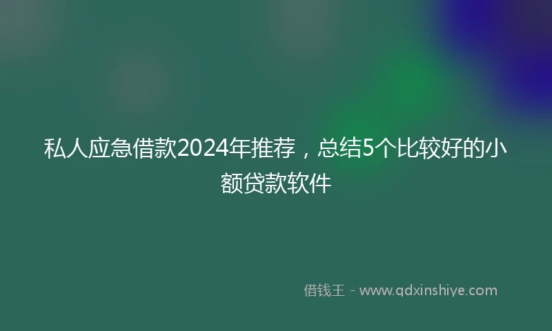 私人应急借款2024年推荐，总结5个比较好的小额贷款软件