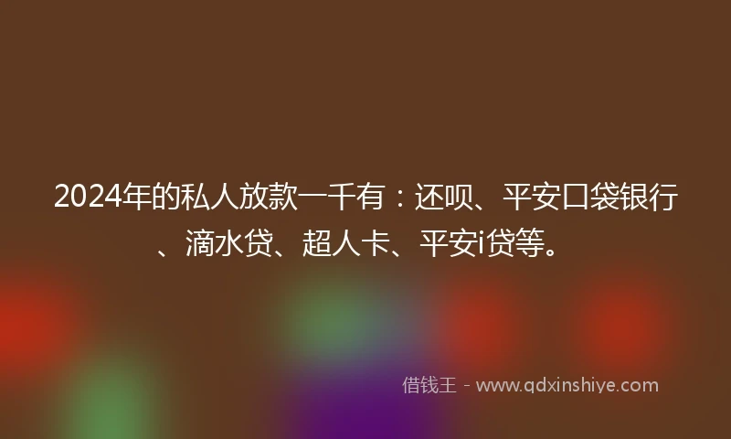 2024年的私人放款一千有：还呗、平安口袋银行、滴水贷、超人卡、平安i贷等。