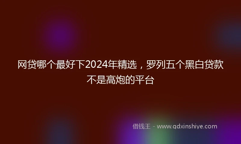 网贷哪个最好下2024年精选，罗列五个黑白贷款不是高炮的平台