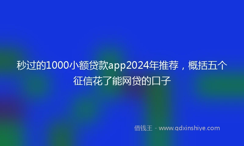秒过的1000小额贷款app2024年推荐，概括五个征信花了能网贷的口子