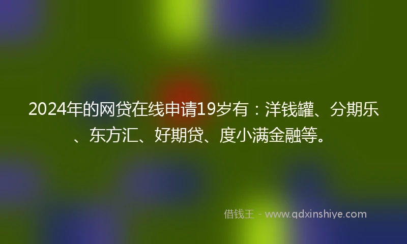2024年的网贷在线申请19岁有：洋钱罐、分期乐、东方汇、好期贷、度小满金融等。