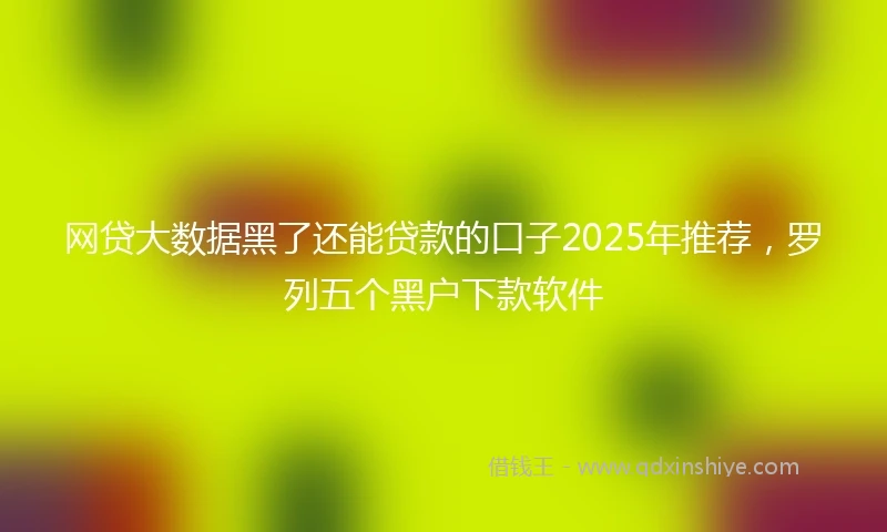 网贷大数据黑了还能贷款的口子2025年推荐，罗列五个黑户下款软件