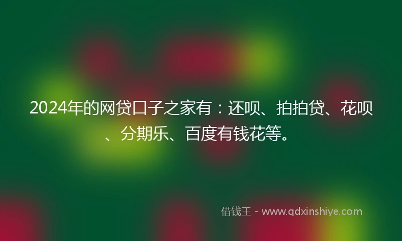 2024年的网贷口子之家有：还呗、拍拍贷、花呗、分期乐、百度有钱花等。