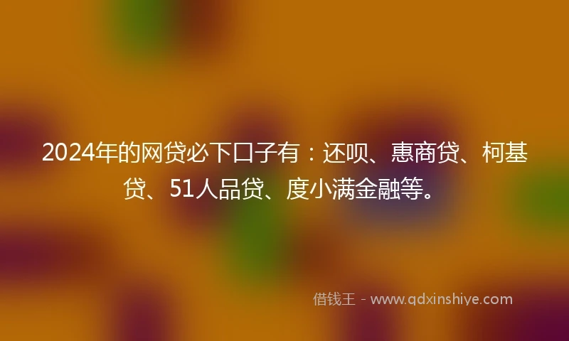 2024年的网贷必下口子有：还呗、惠商贷、柯基贷、51人品贷、度小满金融等。