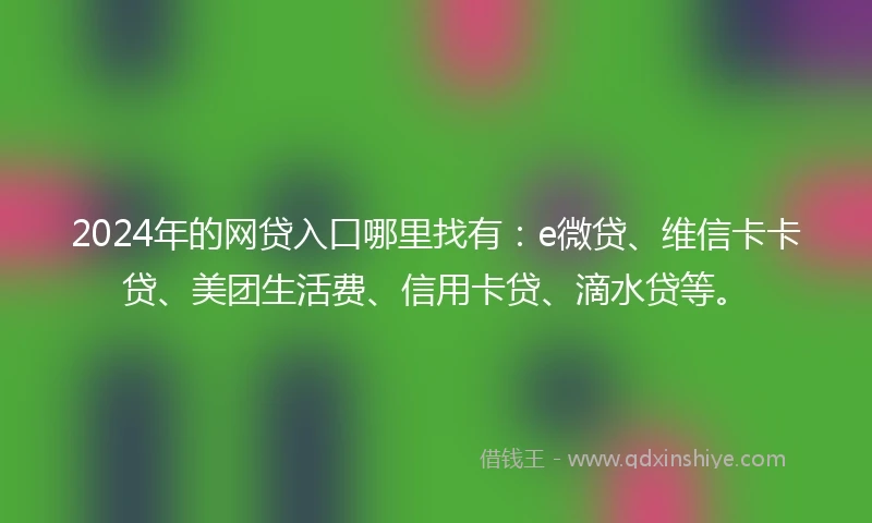 2024年的网贷入口哪里找有：e微贷、维信卡卡贷、美团生活费、信用卡贷、滴水贷等。