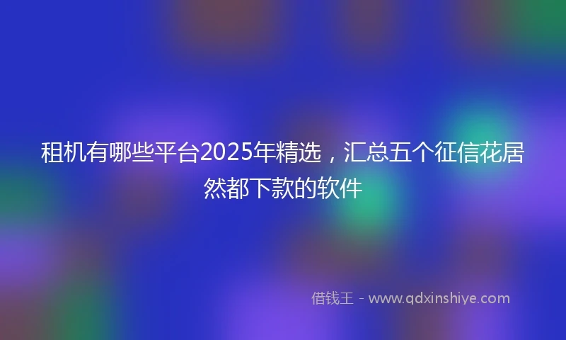 租机有哪些平台2025年精选，汇总五个征信花居然都下款的软件