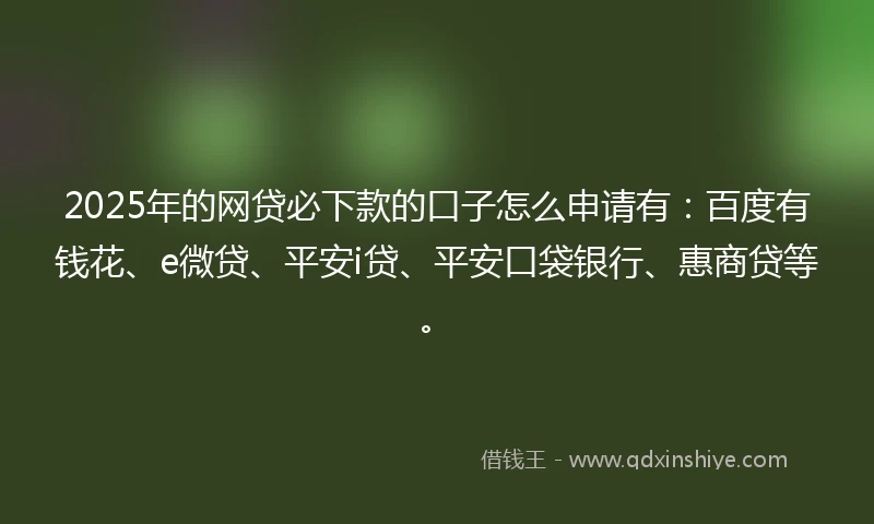 2025年的网贷必下款的口子怎么申请有：百度有钱花、e微贷、平安i贷、平安口袋银行、惠商贷等。