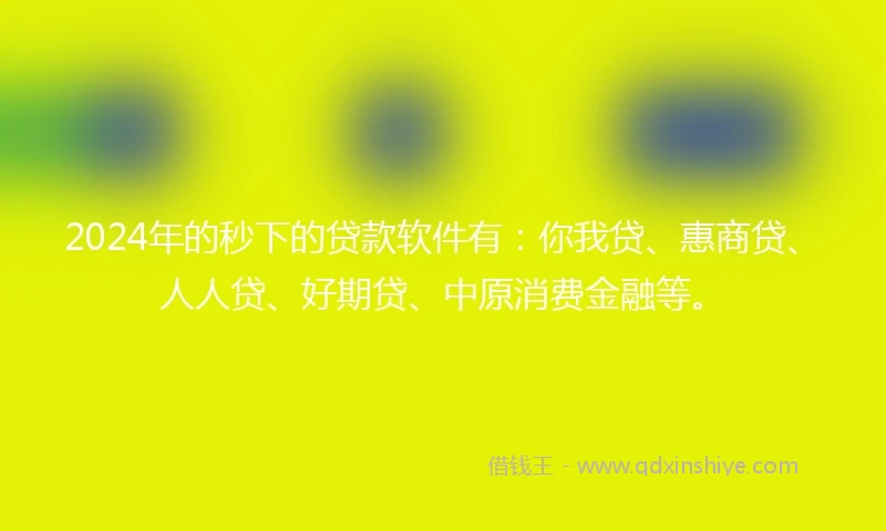 2024年的秒下的贷款软件有：你我贷、惠商贷、人人贷、好期贷、中原消费金融等。