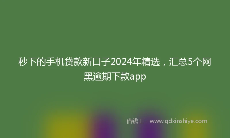 秒下的手机贷款新口子2024年精选，汇总5个网黑逾期下款app