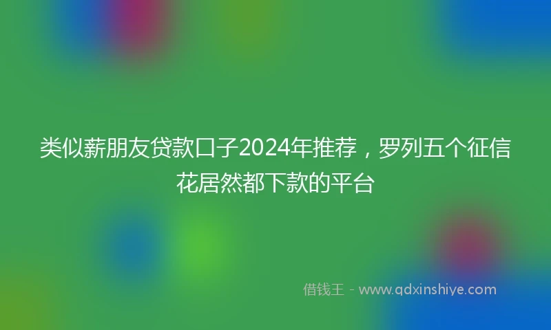 类似薪朋友贷款口子2024年推荐，罗列五个征信花居然都下款的平台