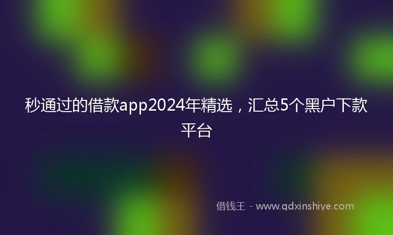 秒通过的借款app2024年精选，汇总5个黑户下款平台
