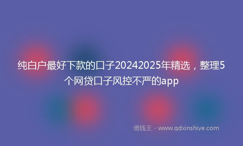 纯白户最好下款的口子20242025年精选，整理5个网贷口子风控不严的app