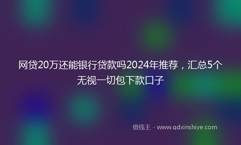 网贷20万还能银行贷款吗2024年推荐，汇总5个无视一切包下款口子