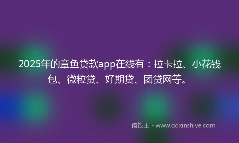 2025年的章鱼贷款app在线有：拉卡拉、小花钱包、微粒贷、好期贷、团贷网等。