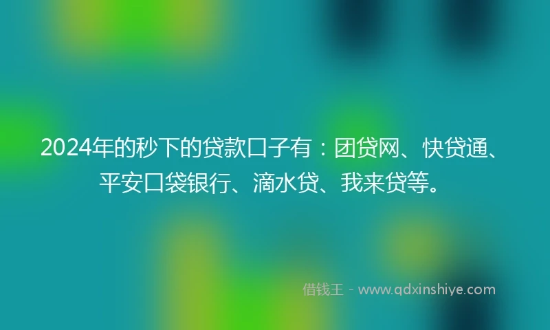 2024年的秒下的贷款口子有：团贷网、快贷通、平安口袋银行、滴水贷、我来贷等。